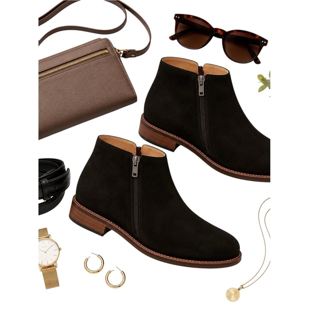 Italeau Foliana Waterproof Black Suede Ankle Boots Italy Women's EU 40 US 9.5-10